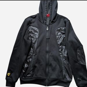 Puma Black Quilted-Panel Full-Zip Hooded Jacket